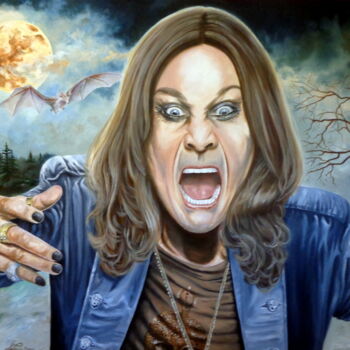 Картина под названием "Ozzy Osbourne (BLAC…" - August Di Lena, Подлинное произведение искусства, Акрил Установлен на Деревян…