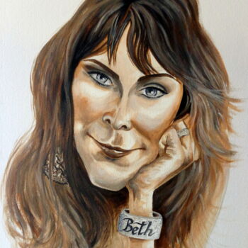 Painting titled "Beth Hart" by August Di Lena, Original Artwork, Acrylic Mounted on Wood Stretcher frame