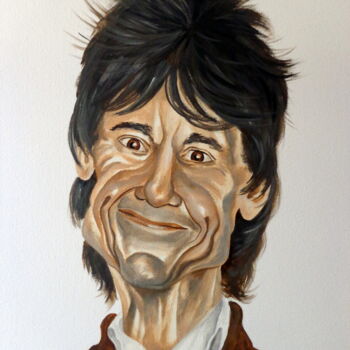 Malerei mit dem Titel "Ronnie Wood (ROLLIN…" von August Di Lena, Original-Kunstwerk, Acryl Auf Keilrahmen aus Holz montiert