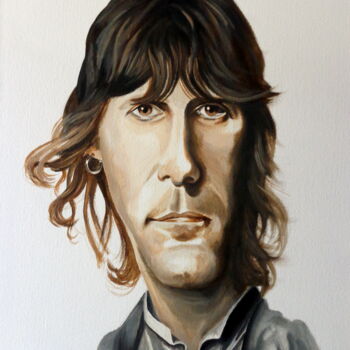 Painting titled "Keith Emerson (ELP)" by August Di Lena, Original Artwork, Acrylic Mounted on Wood Stretcher frame