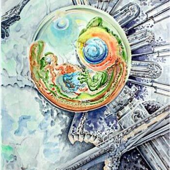 Картина под названием "Machine I / machine…" - August Di Lena, Подлинное произведение искусства, Акварель