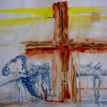 Drawing titled "Kreuzszene / Cross…" by August Di Lena, Original Artwork, Watercolor