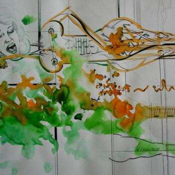 Rysunek zatytułowany „Ekstase / Ecstasy” autorstwa August Di Lena, Oryginalna praca, Akwarela
