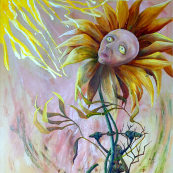 Malerei mit dem Titel "Sonnenblumenbrand" von August Di Lena, Original-Kunstwerk, Acryl