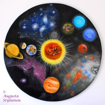 Ζωγραφική με τίτλο "Planets and Nebulae…" από Augusta Stylianou, Αυθεντικά έργα τέχνης, Λάδι