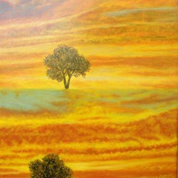 Painting titled "Two sunsets in Lima…" by Augusta Stylianou, Original Artwork, Oil