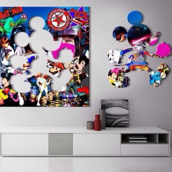 Collages titled "Mickey Run" by Auguste Artiste, Original Artwork