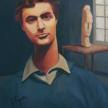 Schilderij getiteld "Modigliani dans son…" door James Augustin, Origineel Kunstwerk, Olie