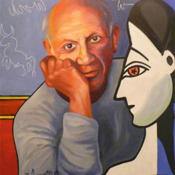 Painting titled "Pablo et Jacqueline" by James Augustin, Original Artwork, Oil