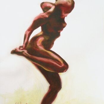 Peinture intitulée "Femme sortant du ba…" par James Augustin, Œuvre d'art originale