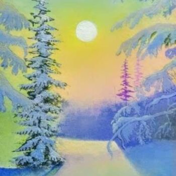 Картина под названием "Winter Snowy Mornin…" - Augustyn Engty, Подлинное произведение искусства, Акрил