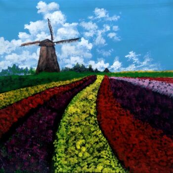 Painting titled "Aesthetic Tulip Fie…" by Augustyn Engty, Original Artwork, Acrylic
