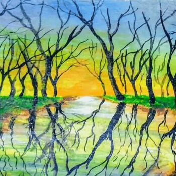 Peinture intitulée "Aesthetic Sunset La…" par Augustyn Engty, Œuvre d'art originale, Acrylique