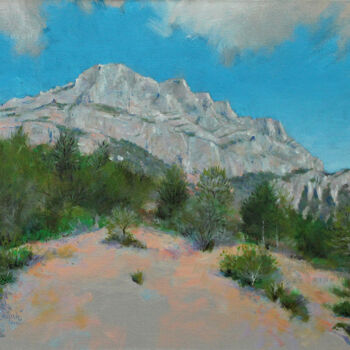 Painting titled "4091, Aix, montagne…" by Aupalt, Original Artwork, Oil Mounted on Wood Stretcher frame