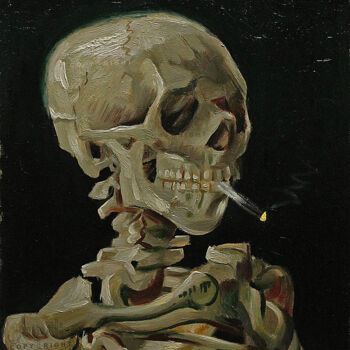 Malarstwo zatytułowany „4663, squelette crâ…” autorstwa Aupalt, Oryginalna praca, Olej Zamontowany na Drewniana rama noszy