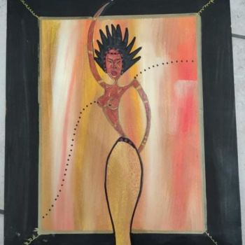 Schilderij getiteld "Africaine" door Aurelie Deville, Origineel Kunstwerk, Gouache