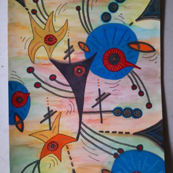 Pittura intitolato "Miró legacy" da Aurelie Deville, Opera d'arte originale, Acquarello