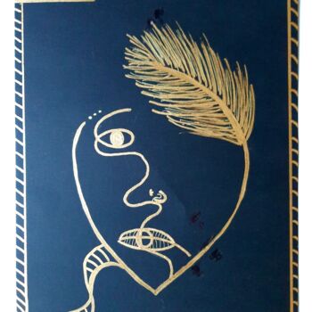 Painting titled "Golden face" by Aurelie Deville, Original Artwork, Acrylic