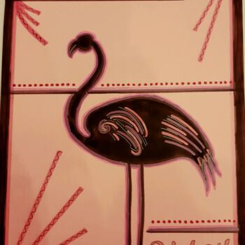 Drawing titled "Black flamingo" by Aurelie Deville, Original Artwork, Marker
