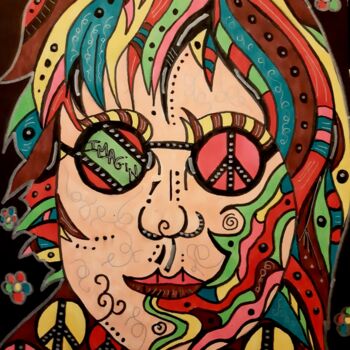 Σχέδιο με τίτλο "Lennon" από Aurelie Deville, Αυθεντικά έργα τέχνης, Μαρκαδόρος