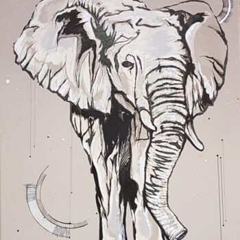 Painting titled "ELEPHANT GRAPHIK" by Aurel, Original Artwork, Acrylic Mounted on Wood Stretcher frame
