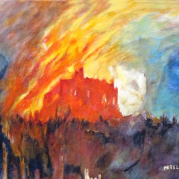 Painting titled "Flammes et cendres" by Aurel, Original Artwork, Other