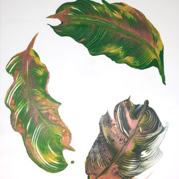 Peinture intitulée "Trio de plume n°1" par Aurélia Brunet, Œuvre d'art originale, Acrylique Monté sur Châssis en bois