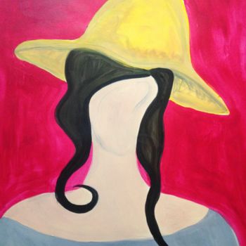 Drawing titled "Femme au chapeau n°1" by Aurelia La Beletta, Original Artwork