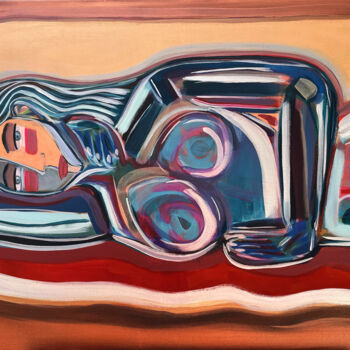 Painting titled "Nue" by Aurelie Assemat, Original Artwork, Acrylic Mounted on Wood Stretcher frame
