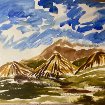 Painting titled "Sicilian Peaks" by Aurélie Belleveau, Original Artwork, Gouache
