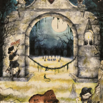 Peinture intitulée "La Porte aux Korrig…" par Aurélie Bescond, Œuvre d'art originale, Aquarelle