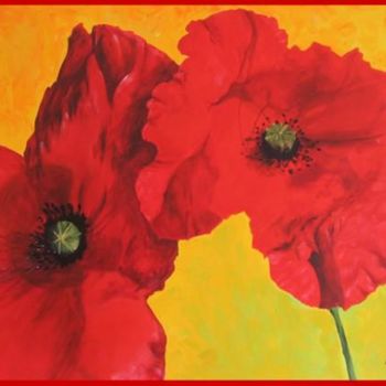 Painting titled "Les coquelicots" by Aurelie Daclin, Original Artwork, Other