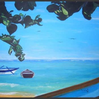 Painting titled "Les barques" by Aurelie Daclin, Original Artwork, Other