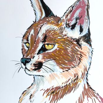 Painting titled "Lynx" by Aurélie Dubois, Original Artwork, Acrylic