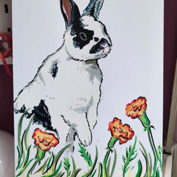 Картина под названием "Mon petit lapin" - Aurélie Dubois, Подлинное произведение искусства, Акрил