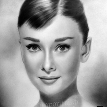 Peinture intitulée "Audrey Hepburn" par Aurelie Emond, Œuvre d'art originale, Huile