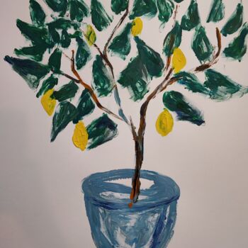 Peinture intitulée "L'odeur du citronni…" par Aurelie Foglia, Œuvre d'art originale, Acrylique Monté sur Carton