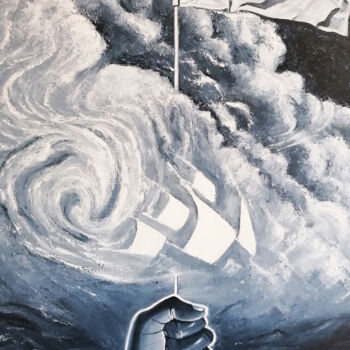 Peinture intitulée "White flag" par Aurélie Goarzin, Œuvre d'art originale, Huile