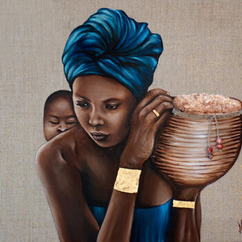 绘画 标题为“Malia” 由Aurélie Nativel, 原创艺术品, 油 安装在木质担架架上