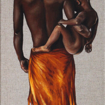 Peinture intitulée "Dans les bras de pa…" par Aurélie Nativel, Œuvre d'art originale, Huile Monté sur Châssis en bois