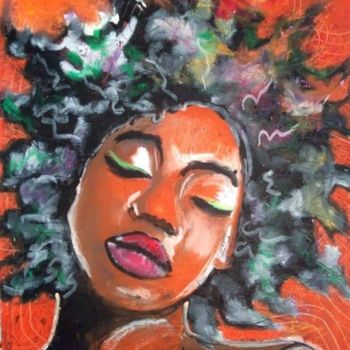 图画 标题为“Afro 2” 由Aurélie Bourguignon/Art'Nb, 原创艺术品, 粉笔