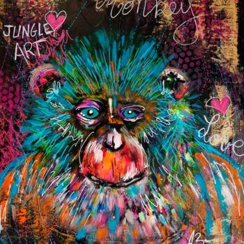 「Monkey」というタイトルの絵画 Aurélie Bourguignon/Art'Nbによって, オリジナルのアートワーク, アクリル