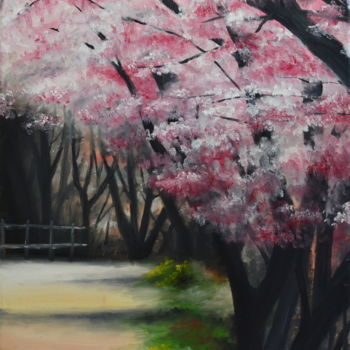 Malarstwo zatytułowany „Sous les cerisiers” autorstwa Aurélie Giraud, Oryginalna praca, Olej