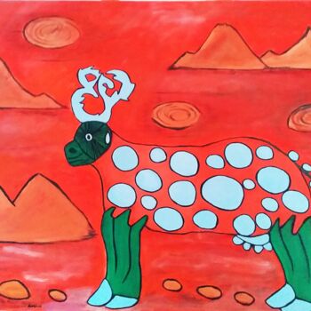 Malerei mit dem Titel "Vache de Mars" von Aorlius, Original-Kunstwerk, Acryl