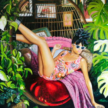 Peinture intitulée "Monday Lazy Monday" par Aurélie Quentin, Œuvre d'art originale, Huile Monté sur Châssis en bois