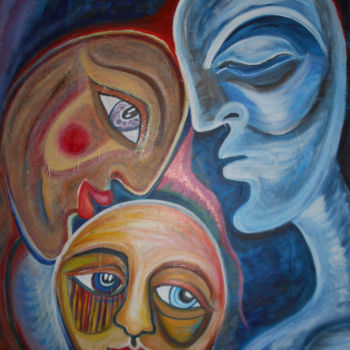 Peinture intitulée "Les Trois Lunes" par Aurélie Sarrazin, Œuvre d'art originale, Acrylique