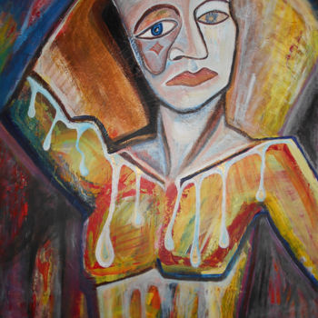 Painting titled "Masque de cire" by Aurélie Sarrazin, Original Artwork, Acrylic