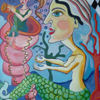Painting titled "La Sirène" by Aurélie Sarrazin, Original Artwork, Acrylic