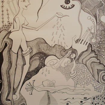 Dessin intitulée "La Belle aux bois d…" par Aurélie Sarrazin, Œuvre d'art originale, Encre