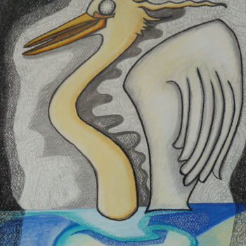 Dessin intitulée "L'Oiseau du lac" par Aurélie Sarrazin, Œuvre d'art originale, Crayon